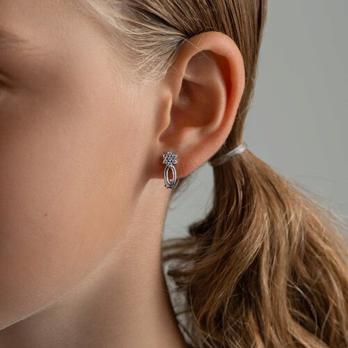 Серьги из серебра с фианитами из серебро — вид 2