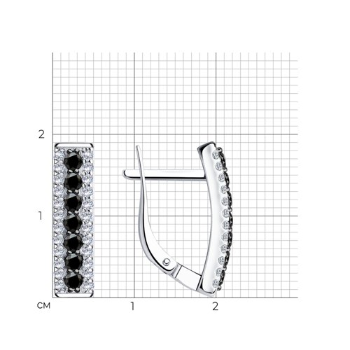 Серьги из серебра с чёрными фианитами из серебро — вид 5