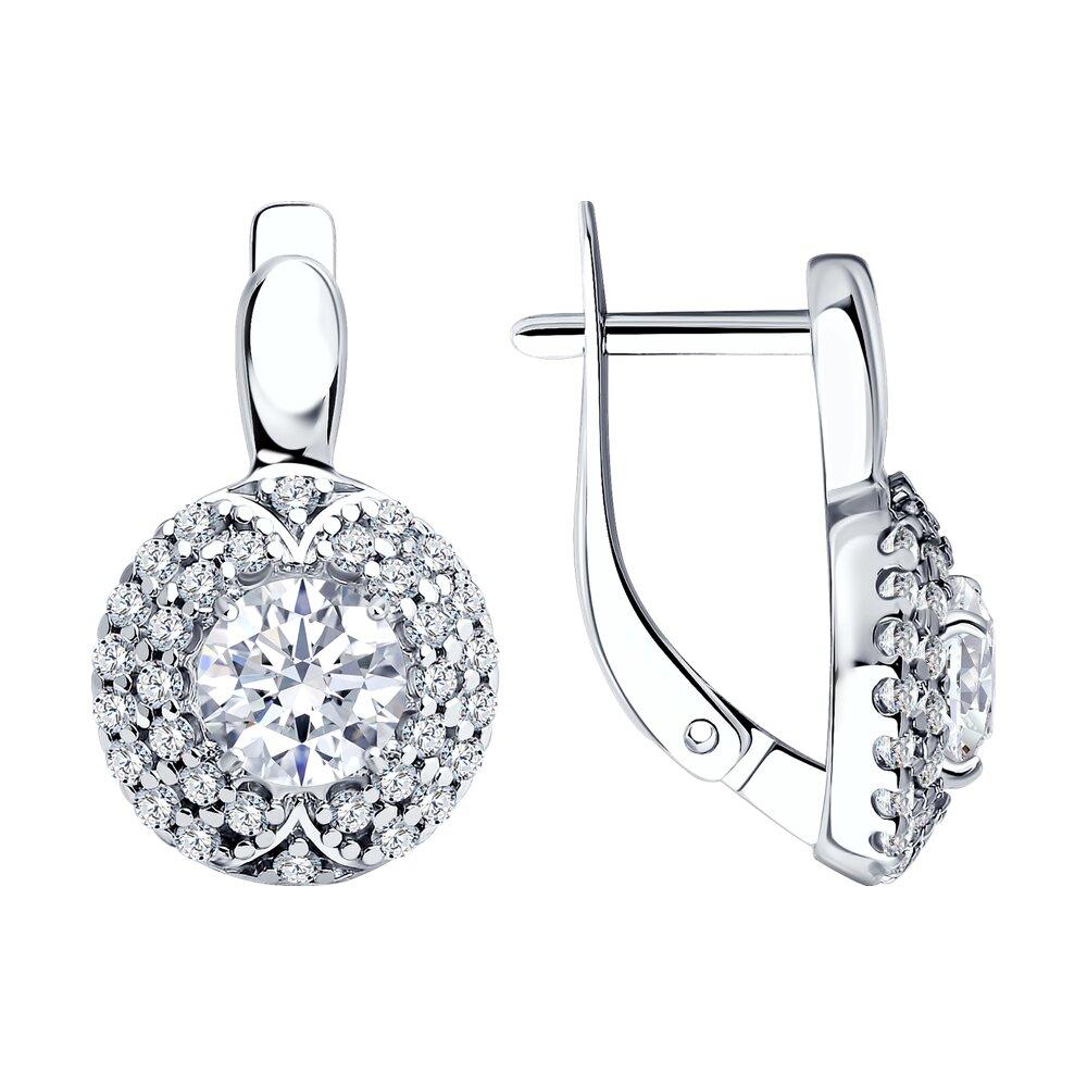 Серьги из серебра с фианитами - видео на модели