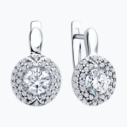 Серьги из серебра с фианитами из серебро — вид 2