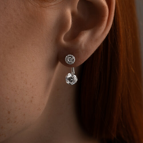 Серьги из серебра с фианитами из серебро — вид 2