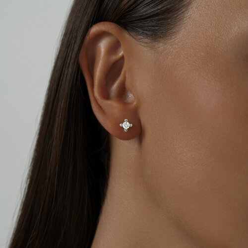 Серьги-пусеты из серебра с фианитами из серебро — вид 2