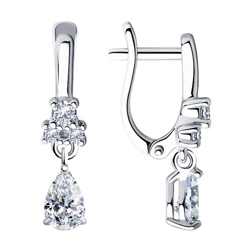 Серьги из серебра с фианитами