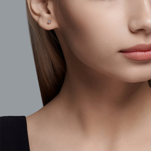 Серьги-пусеты из серебра с фианитами из серебро — вид 3