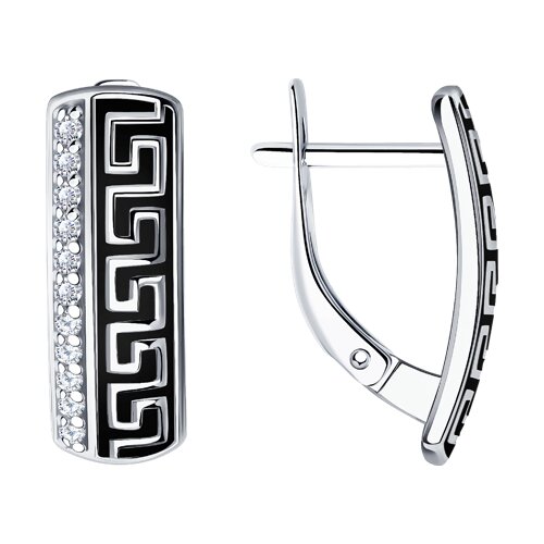 Серьги из серебра с эмалью с фианитами - видео