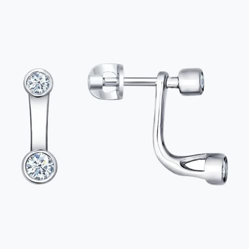 Серьги из серебра с фианитами из серебро