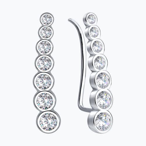 Серьги из серебра с фианитами из серебро — вид 2