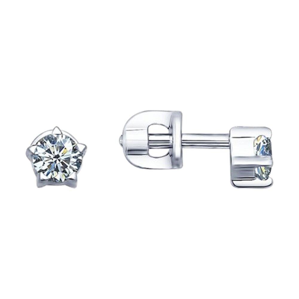 Серьги-пусеты из серебра с фианитами - видео на модели