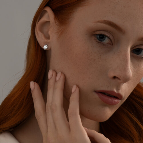 Серьги-пусеты из серебра с фианитами из серебро — вид 3