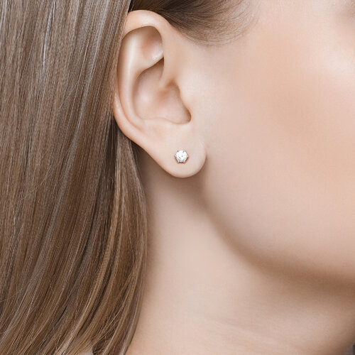 Серьги-пусеты из серебра с фианитами из серебро — вид 3