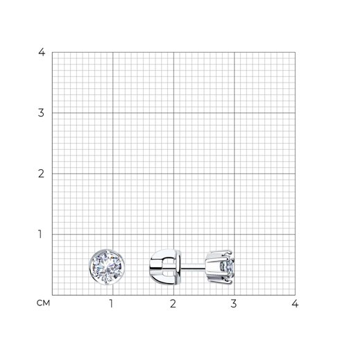 Серьги-пусеты из серебра с фианитами из серебро — вид 5