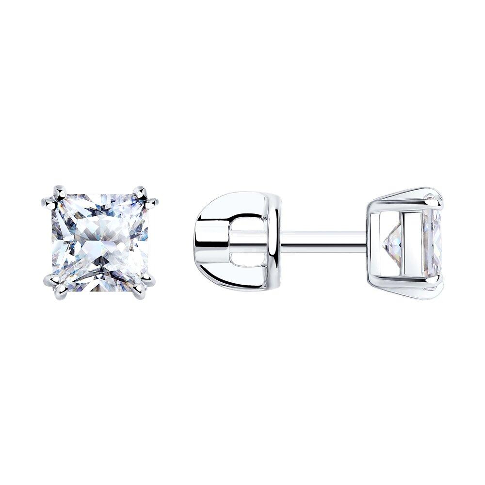 Серьги-пусеты из серебра с фианитами - видео на модели