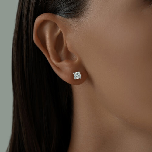 Серьги-пусеты из серебра с фианитами из серебро — вид 3