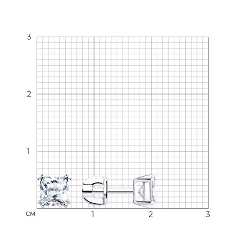 Серьги-пусеты из серебра с фианитами из серебро — вид 5