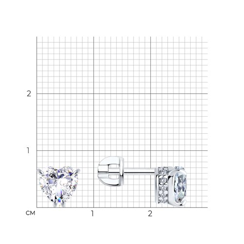 Серьги-пусеты из серебра с фианитами из серебро — вид 4