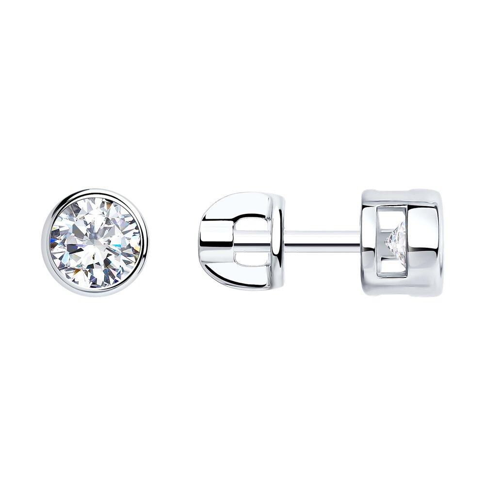 Серьги-пусеты с фианитами - видео на модели