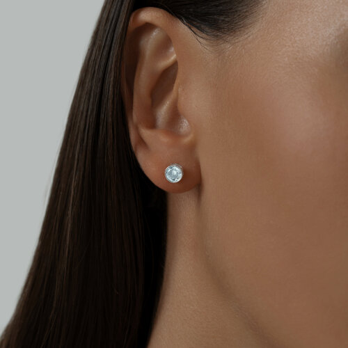 Серьги-пусеты с фианитами из серебро — вид 3