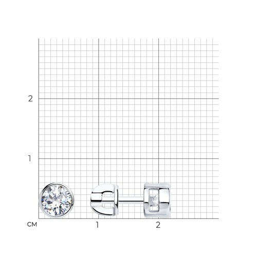 Серьги-пусеты с фианитами из серебро — вид 5