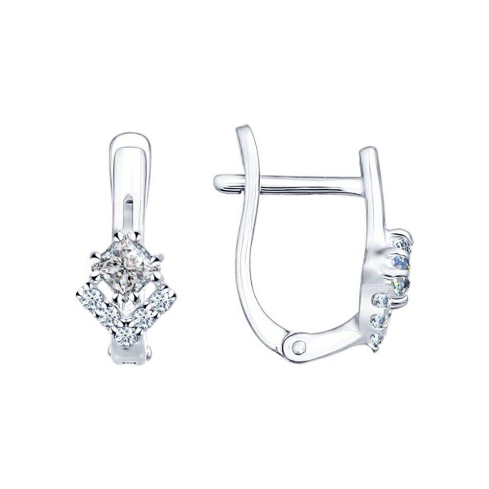 Серьги из серебра с фианитами - видео на модели