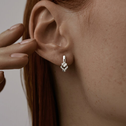 Серьги из серебра с фианитами из серебро — вид 2