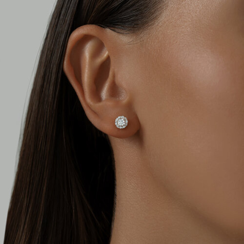 Серьги-пусеты из серебра с фианитами из серебро — вид 2