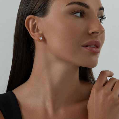 Серьги-пусеты из серебра с фианитами из серебро — вид 3