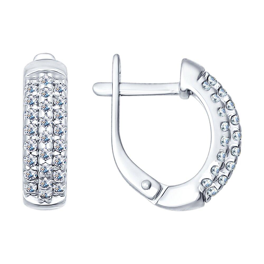 Серьги из серебра с фианитами - видео на модели