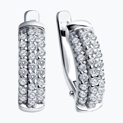 Серьги из серебра с фианитами из серебро — вид 2