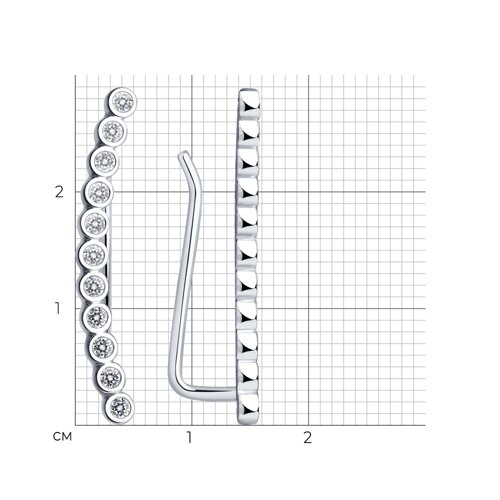Серьги-зажимы из серебра с фианитами из серебро — вид 4
