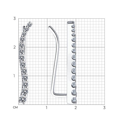 Серьги из серебра с фианитами из серебро — вид 4