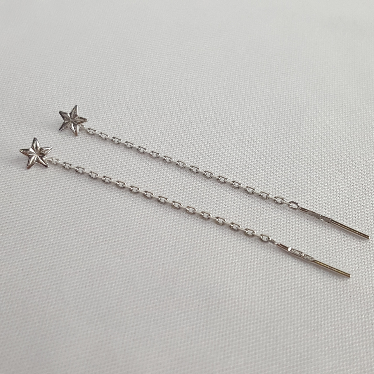 Серьги-цепочки из серебра - фото 1