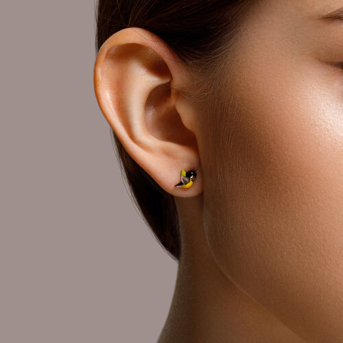 Серьги-пусеты из серебра с эмалью из серебро — вид 3