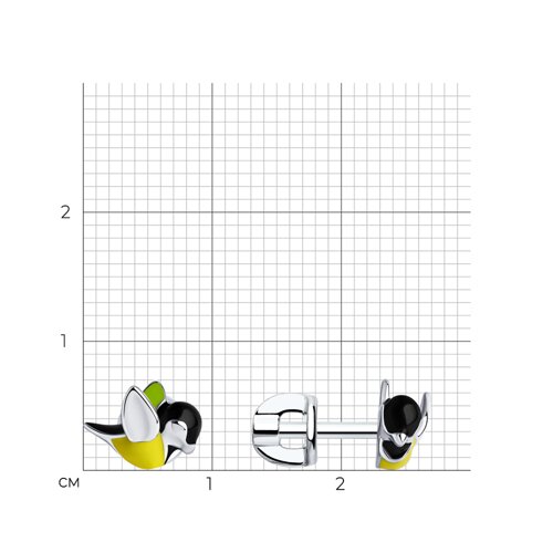 Серьги-пусеты из серебра с эмалью из серебро — вид 4