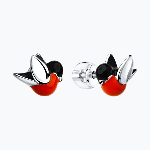 Серьги-пусеты из серебра с эмалью из серебро — вид 2