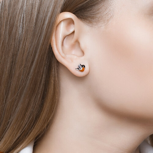 Серьги-пусеты из серебра с эмалью из серебро — вид 3