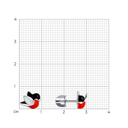 Серьги-пусеты из серебра с эмалью из серебро — вид 6