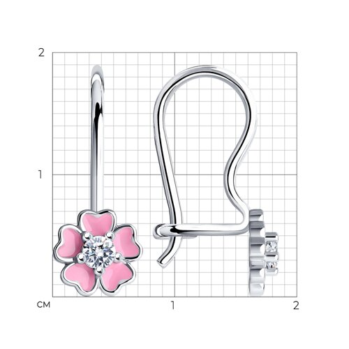 Серьги из серебра с эмалью с фианитами из серебро — вид 3