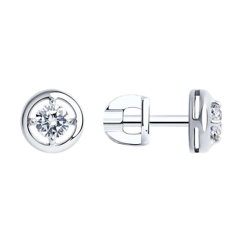 Серьги-пусеты из серебра с фианитами - видео на модели