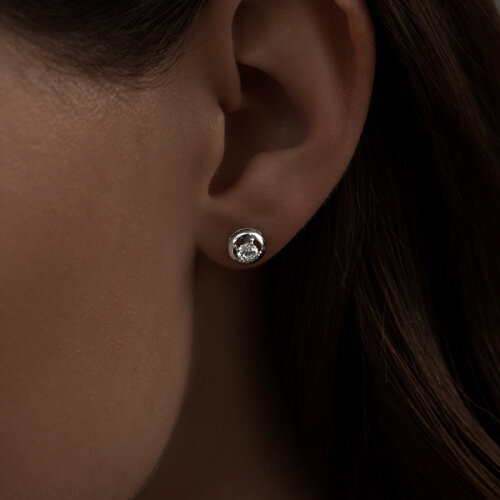 Серьги-пусеты из серебра с фианитами из серебро — вид 2