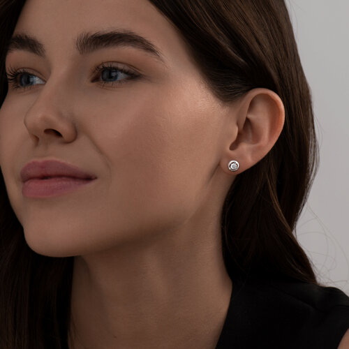 Серьги-пусеты из серебра с фианитами из серебро — вид 3