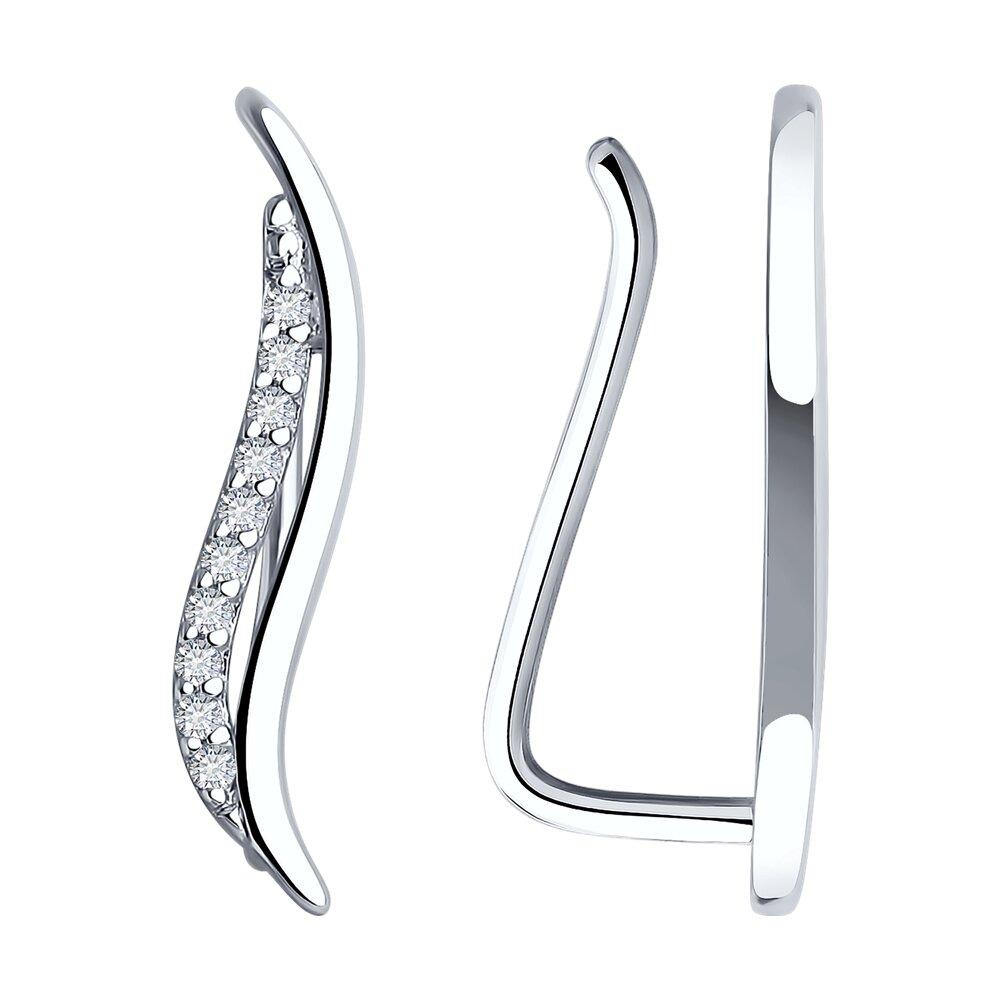 Серьги из серебра с фианитами из серебро