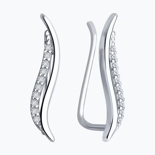 Серьги из серебра с фианитами из серебро — вид 2