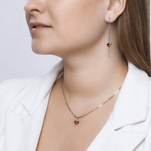 Серьги длинные из серебра с эмалью из серебро — вид 3