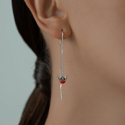 Серьги длинные из серебра с эмалью из серебро — вид 4