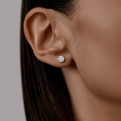 Серьги-пусеты из серебра с фианитами из серебро — вид 4