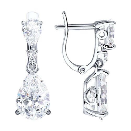 Серьги из серебра с фианитами из серебро