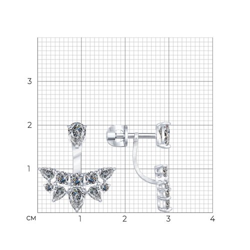 Серьги из серебра с фианитами из серебро — вид 3