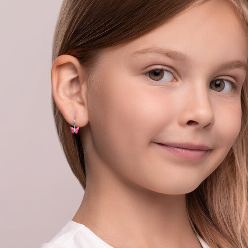 Серьги из серебра с эмалью с фианитами из серебро — вид 2