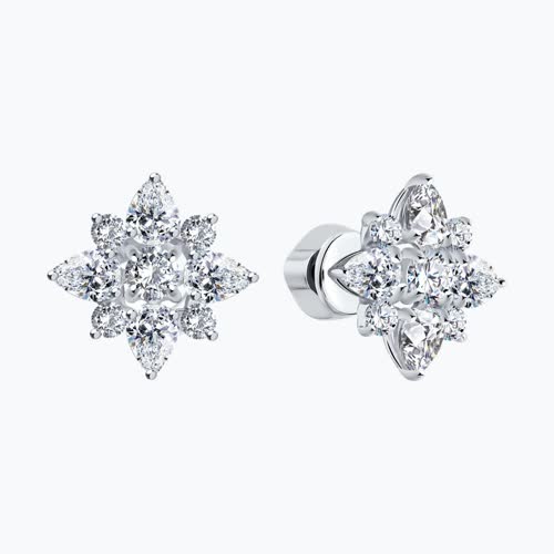 Серьги-пусеты из серебра с фианитами из серебро — вид 2