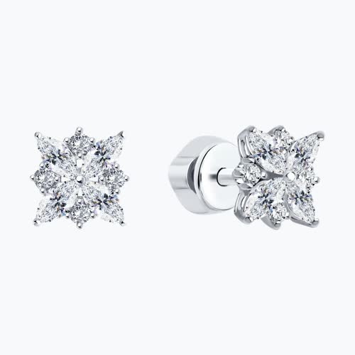 Серьги-пусеты из серебра с фианитами из серебро — вид 2